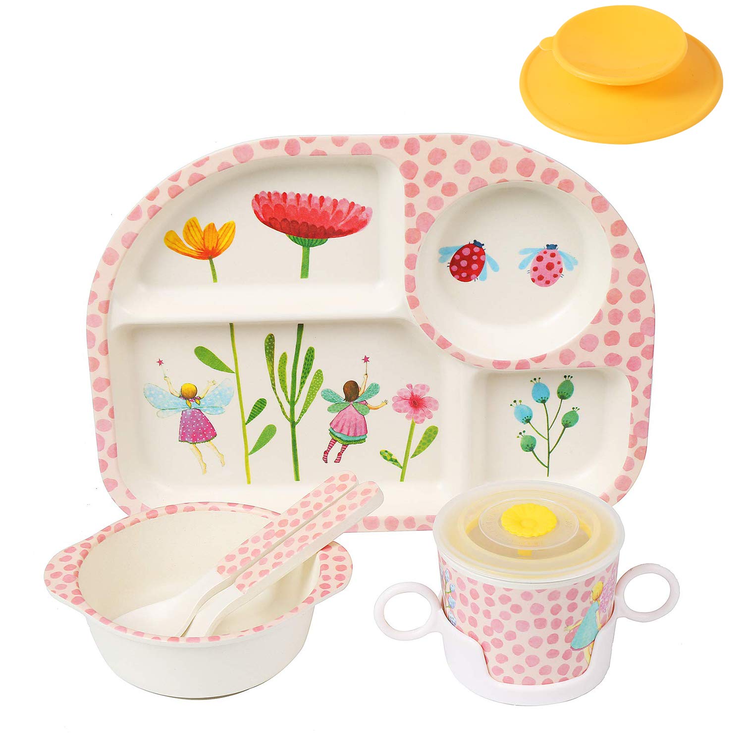 Shopwithgreen bamboo kids dinnerware plate—durable, BPA-free for mess-free meals