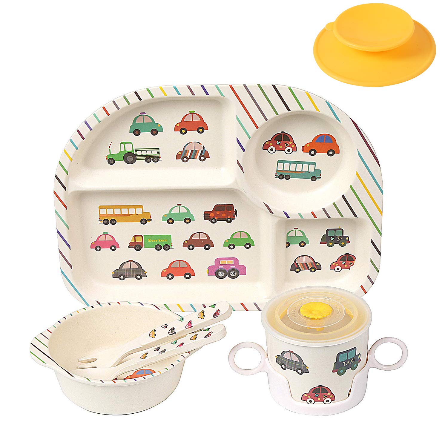 shopwithgreen bamboo kids dinnerware plate offers mess-free meals.