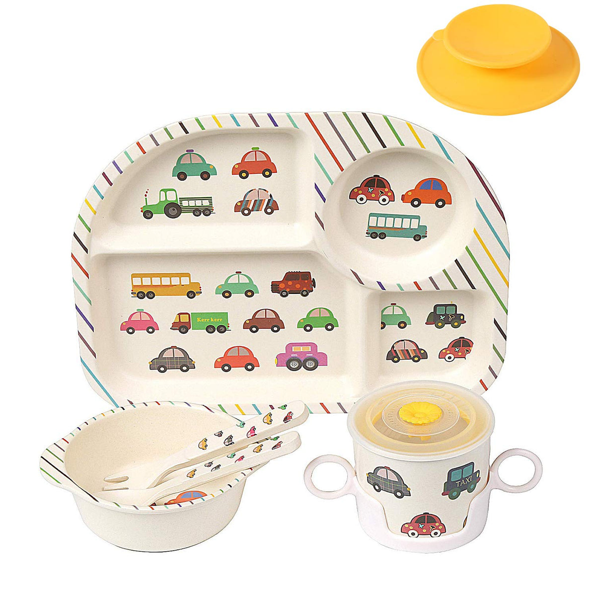 shopwithgreen bamboo kids dinnerware plate offers mess-free meals.
