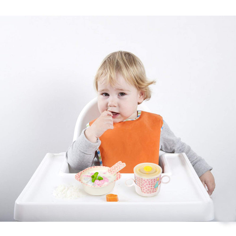 Shopwithgreen bamboo kids dinnerware silicone suction—plate stays put on tables
