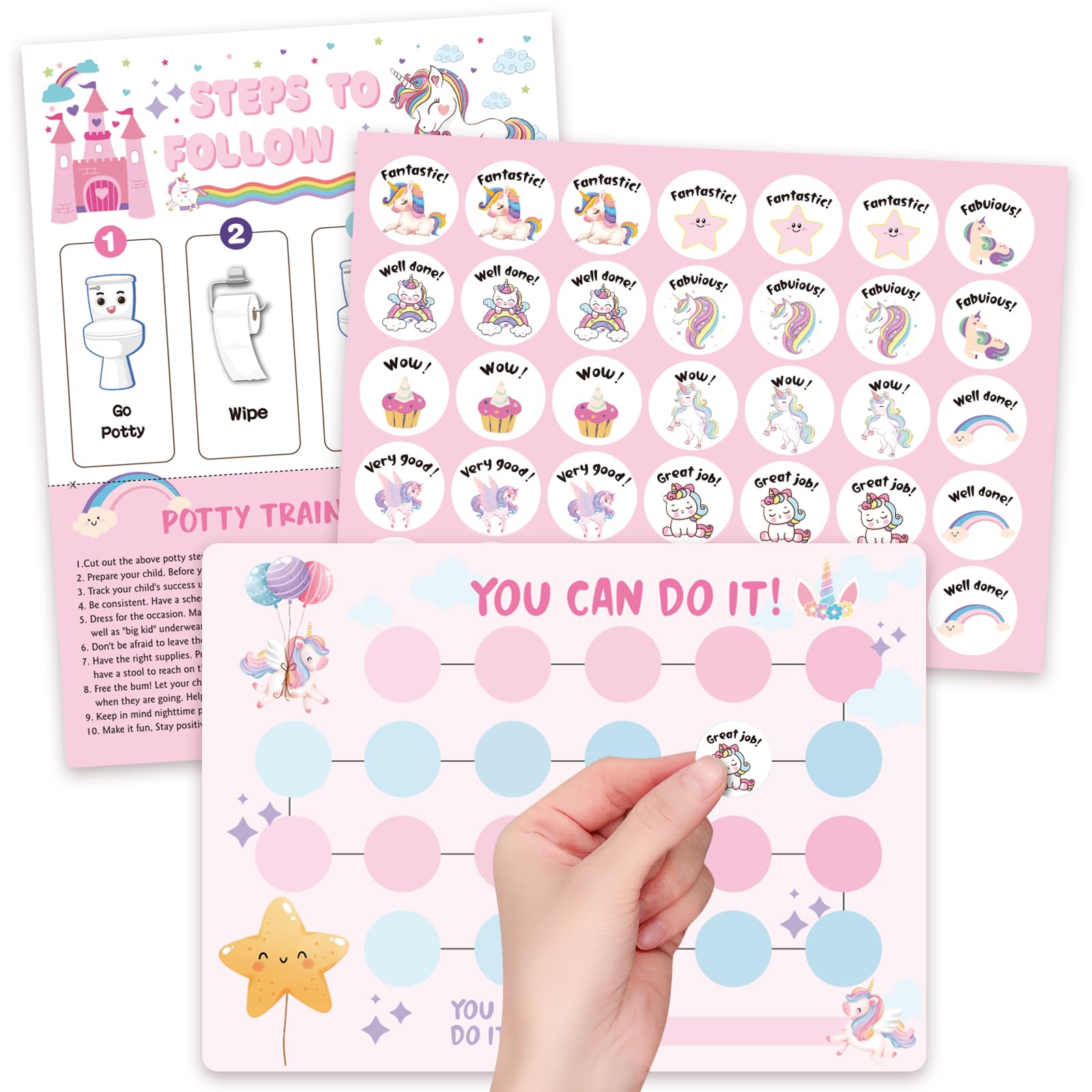 Shouqiuzhonglv unicorn potty chart poster 1 motivates toddlers toward potty training success.