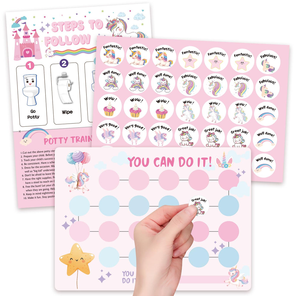 Shouqiuzhonglv unicorn potty chart poster 1 motivates toddlers toward potty training success.