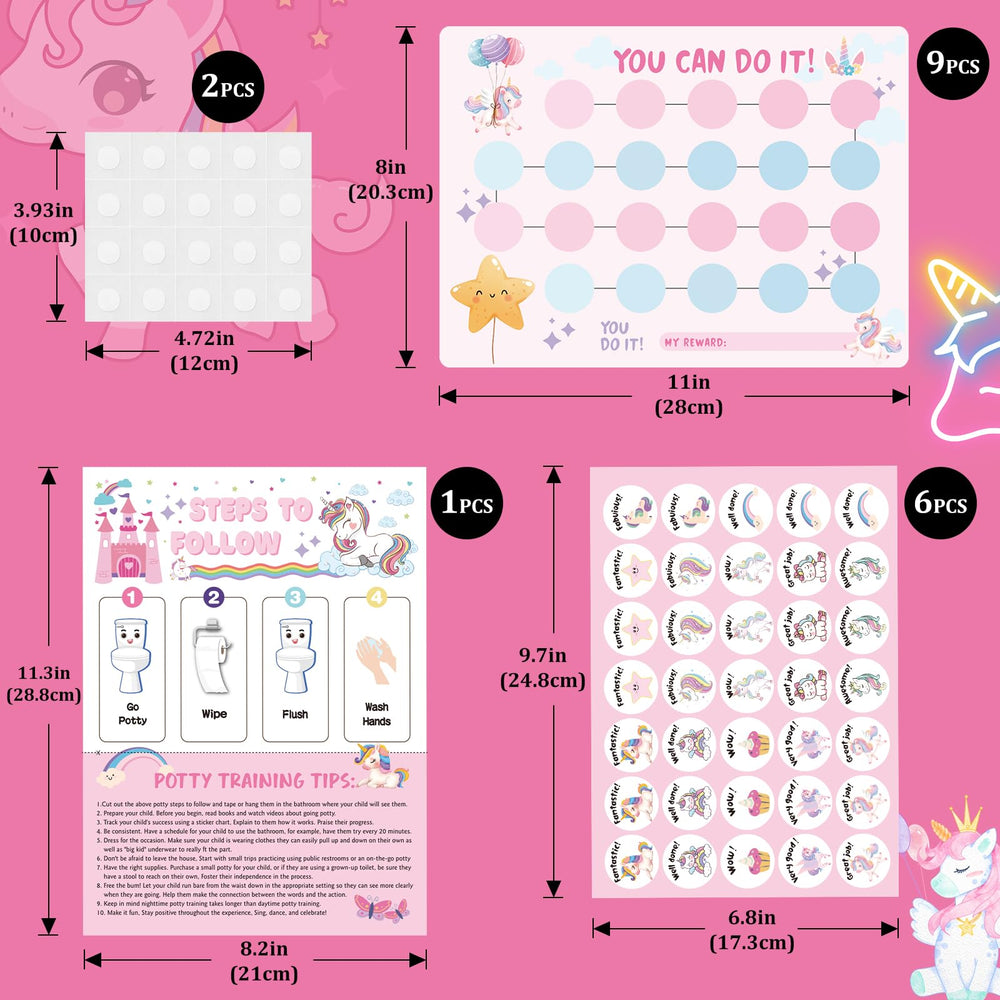 Shouqiuzhonglv unicorn potty chart poster 2 keeps toddlers engaged with colorful rewards.