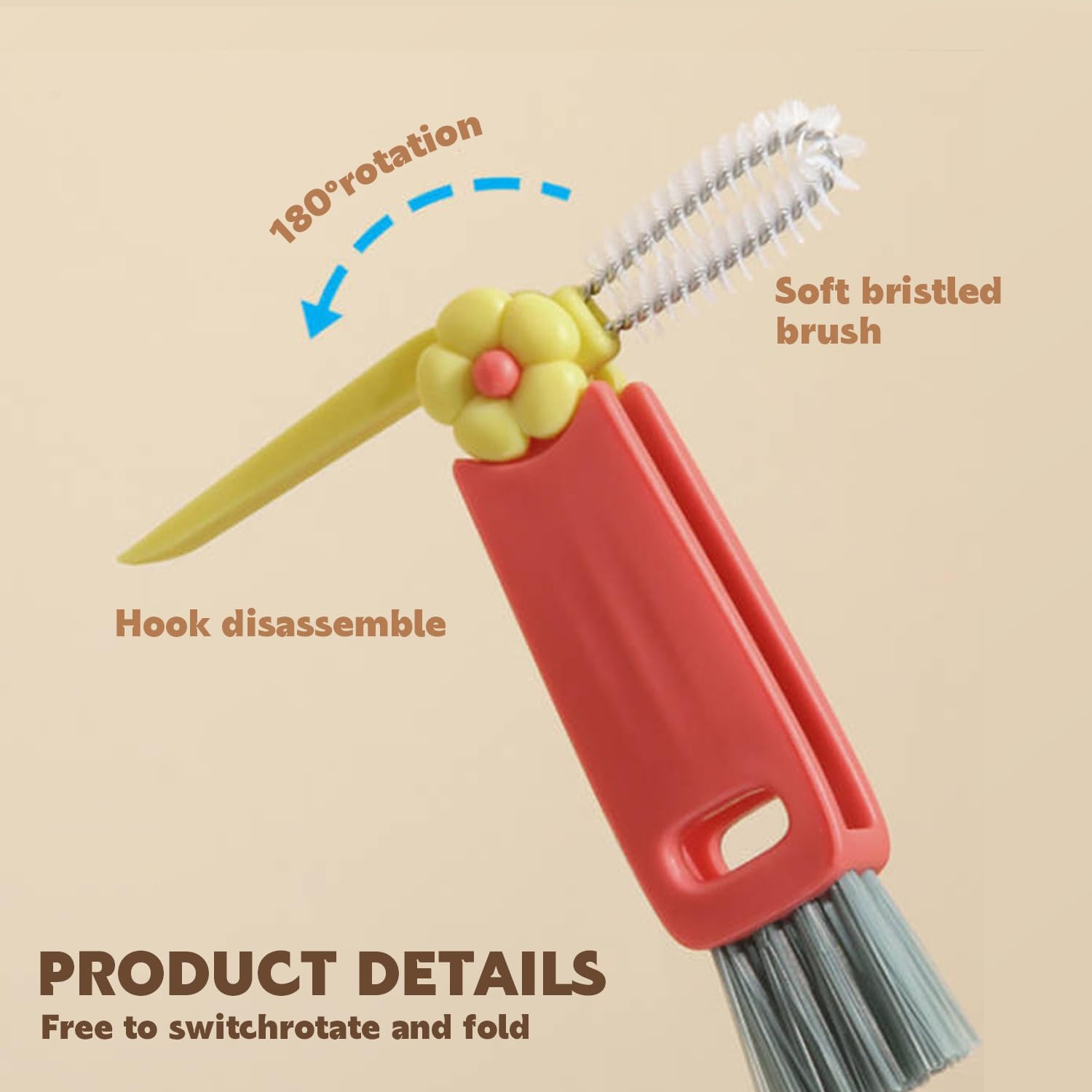 Shrunqi bottle-gap cleaning brush reaches tight gaps between bottle and lid for thorough cleanup.