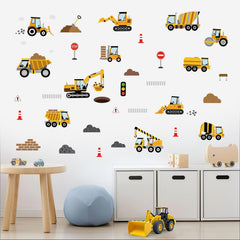 SHUCHING construction vehicle wall decal set highlights bright trucks for playroom decor