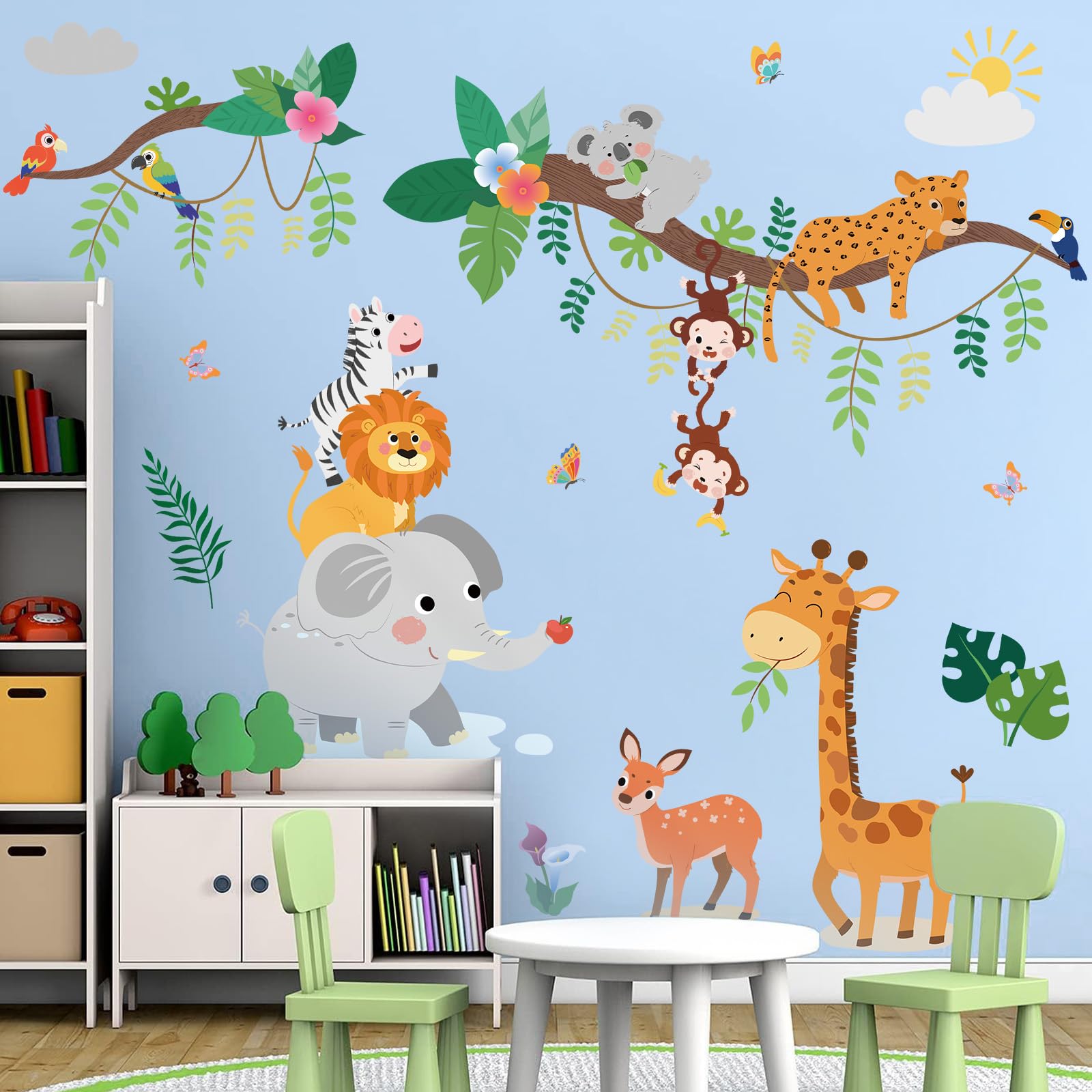 SHUCHING Jungle elephant wall decal for nursery decor and imaginative play