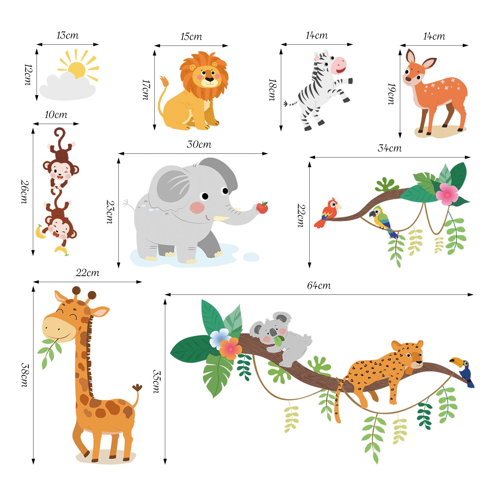 SHUCHING Jungle safari wall-sticker set for classrooms and play areas