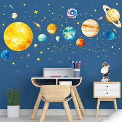 SHUCHING educational space decal planets for classroom or bedroom science vibe