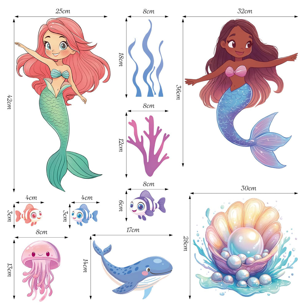 SHUCHING Under The Sea wall sticker’s large size fits big walls for dramatic impact.