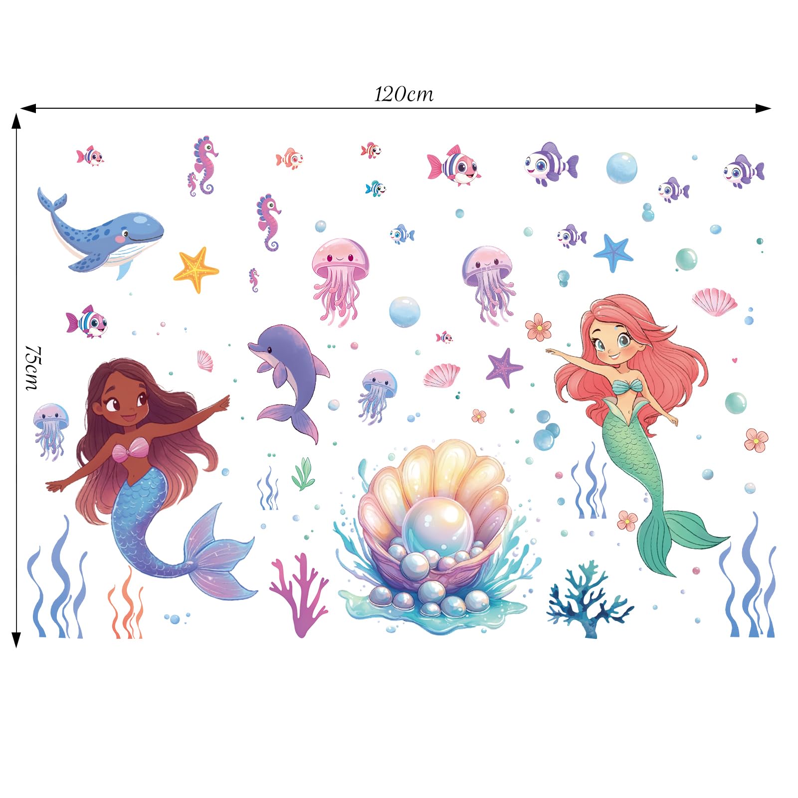 SHUCHING mermaid wall decals suit classroom walls for imaginative learning spaces.