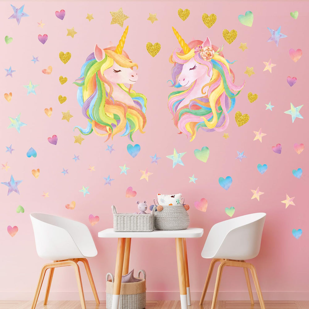 SHUCHING Unicorn wall decals in nursery, easy peel-and-stick decor.