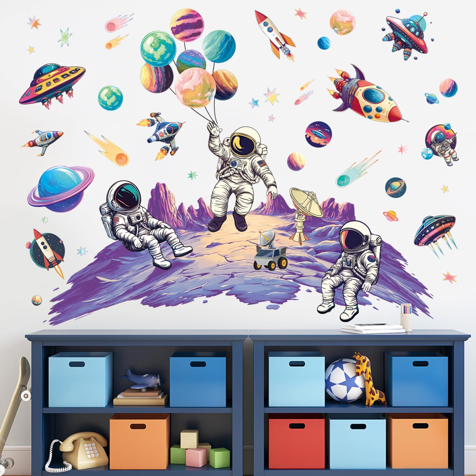 SHUCHING wall decal installation guide image showing easy peel-and-stick setup.