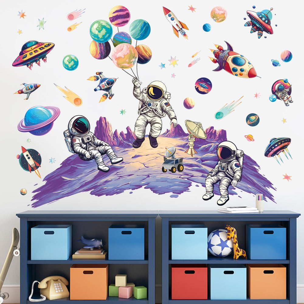 SHUCHING wall decal installation guide image showing easy peel-and-stick setup.