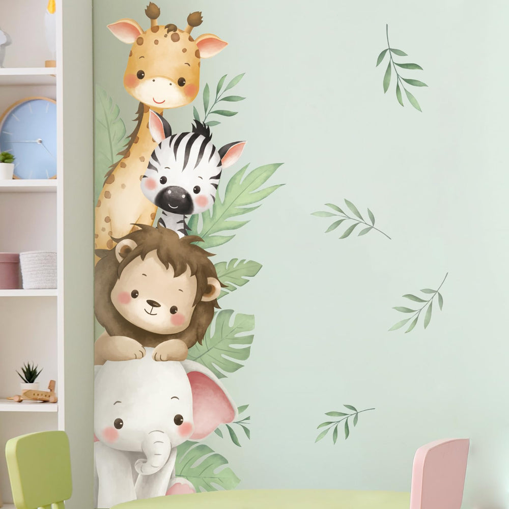 SHUCHING Watercolor Jungle giraffe wall decal brightens playroom decor with cheerful charm.