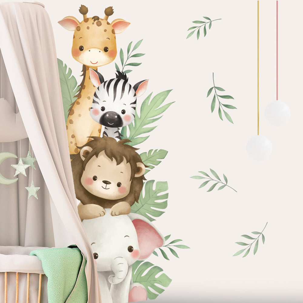 SHUCHING Watercolor Jungle lion wall decal brings bold focal point to kids' room.