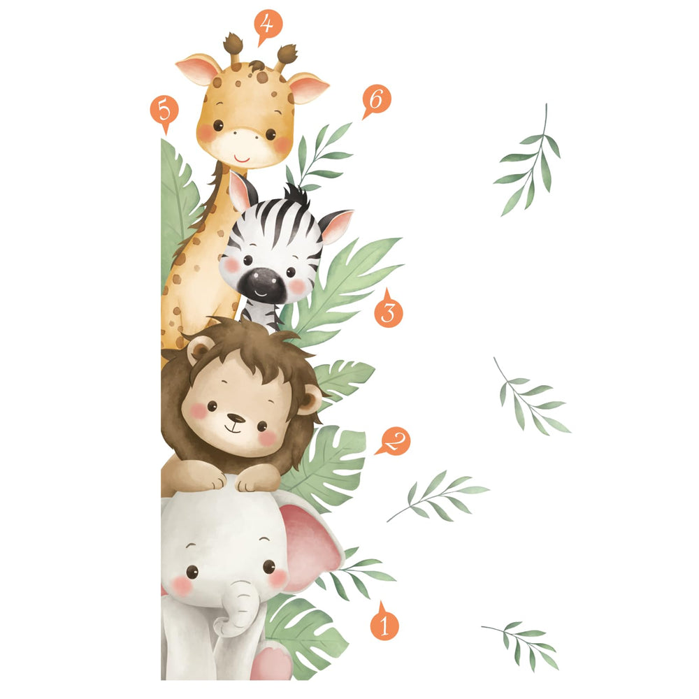 SHUCHING Watercolor Jungle mural-style decal creates immersive jungle vibe in nursery or playroom.