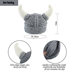 Shuiniba baby Viking beanie hat close-up cotton texture and stitch detail