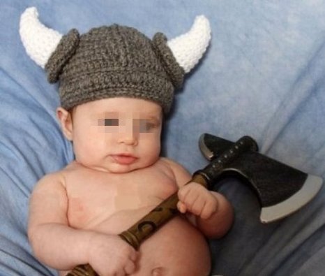 Shuiniba baby Viking beanie hat front view showing soft cotton and cozy fit