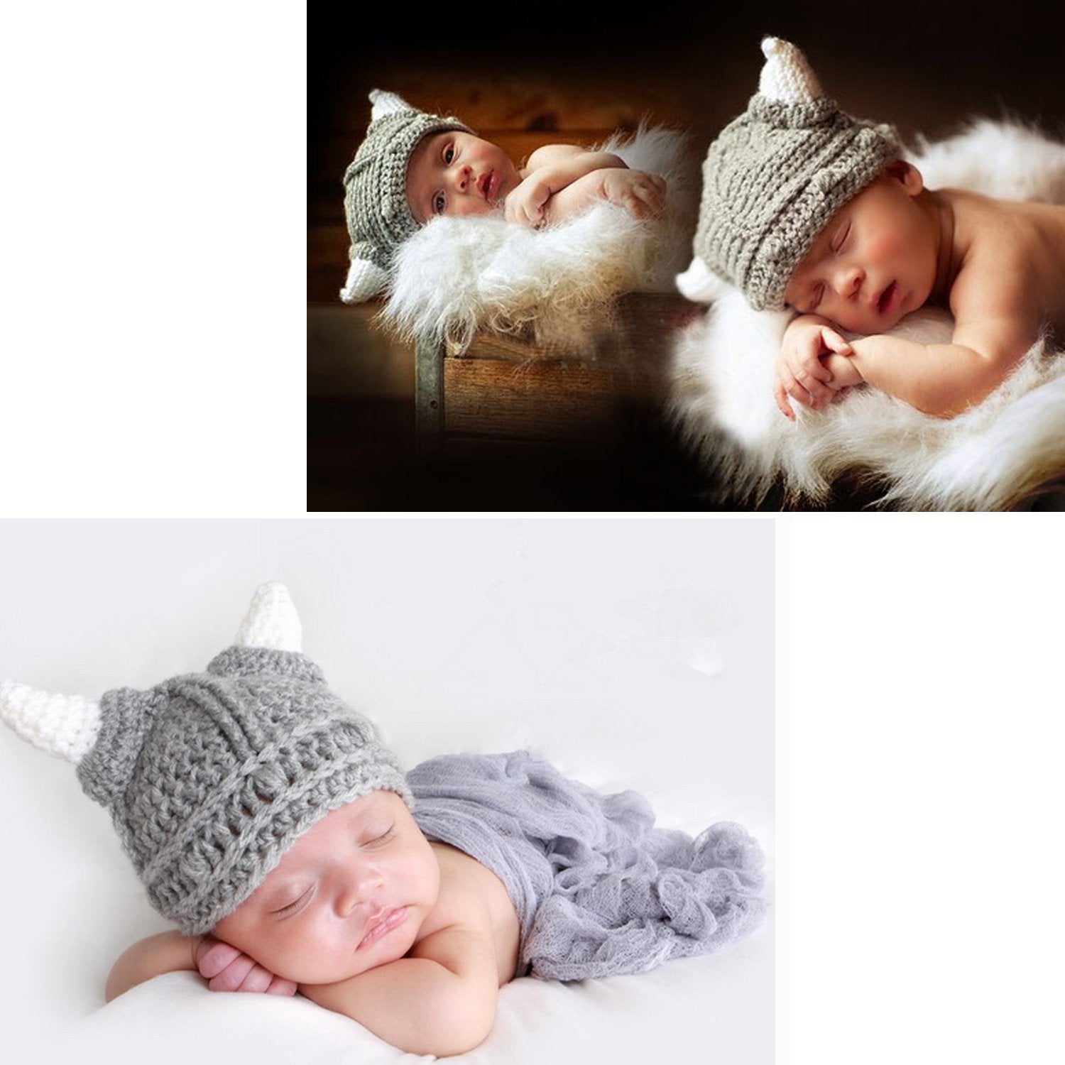 Shuiniba baby Viking beanie hat worn by infant in everyday outfit