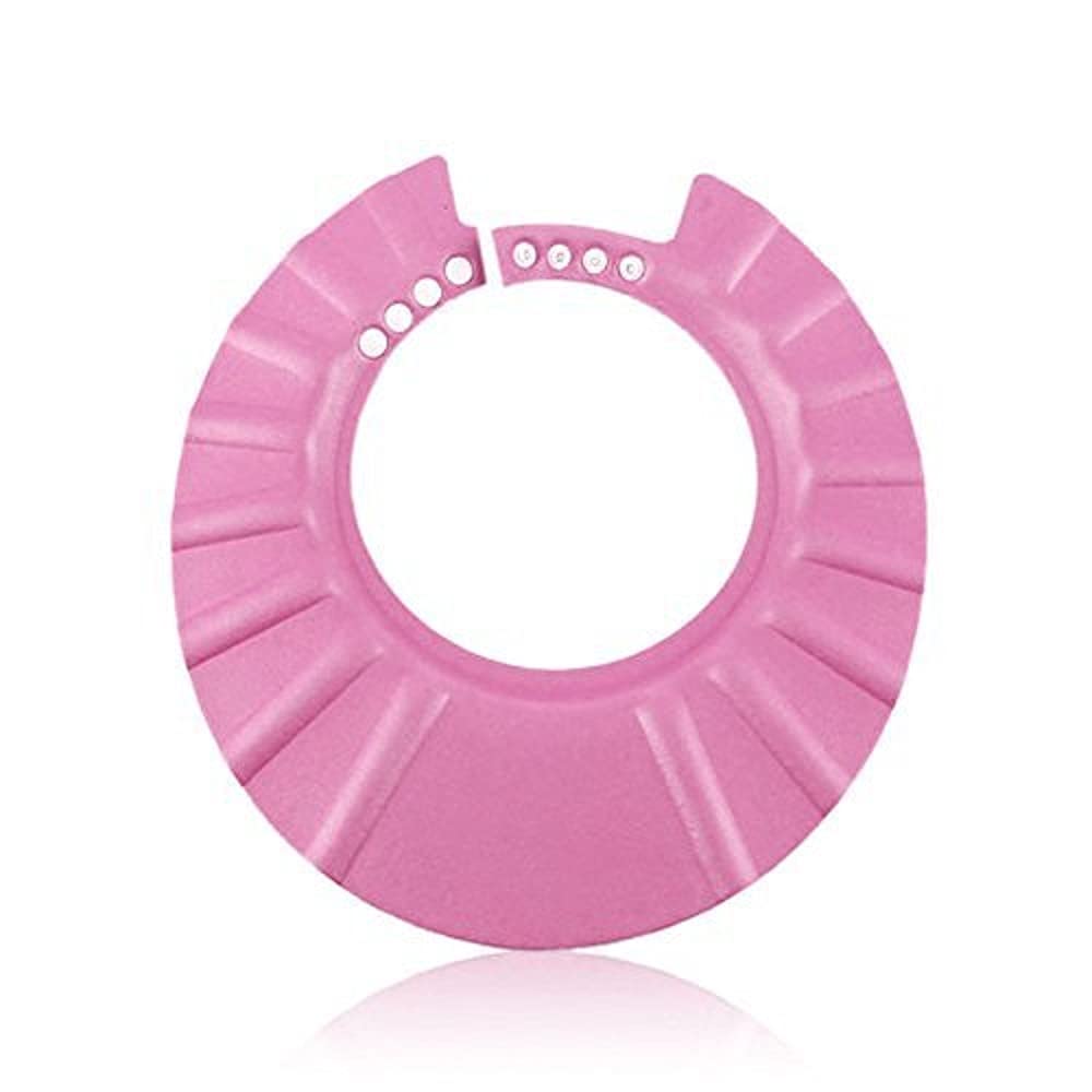 Shuiniba pink baby cap shields eyes during bath time for a calmer wash
