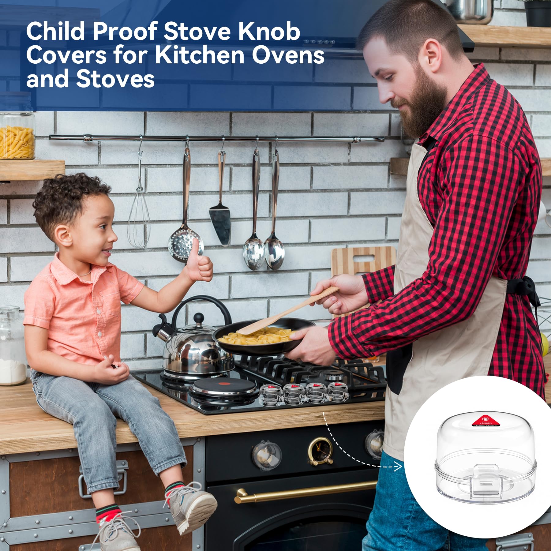 Shularis kitchen scene shows kid safe stove area during family cooking