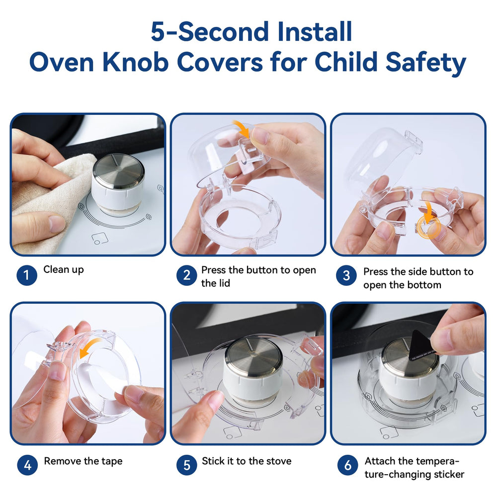 Shularis stove knob safety cover closeup demonstrates easy install