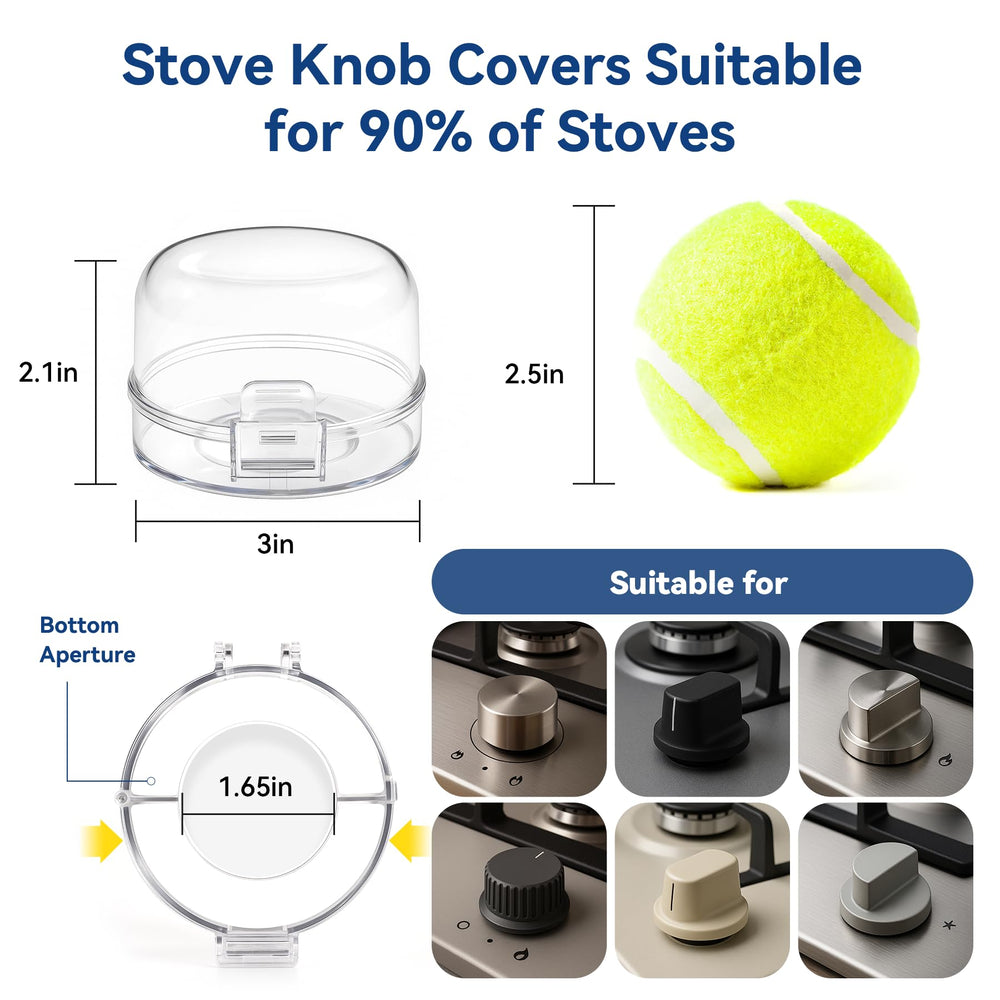 Shularis stove knob safety cover on glass or stainless control demonstrates compatibility