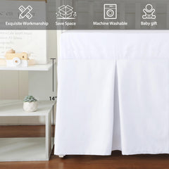 Shunjie.Home crib skirt with 14-inch drop fully wraps standard cribs.