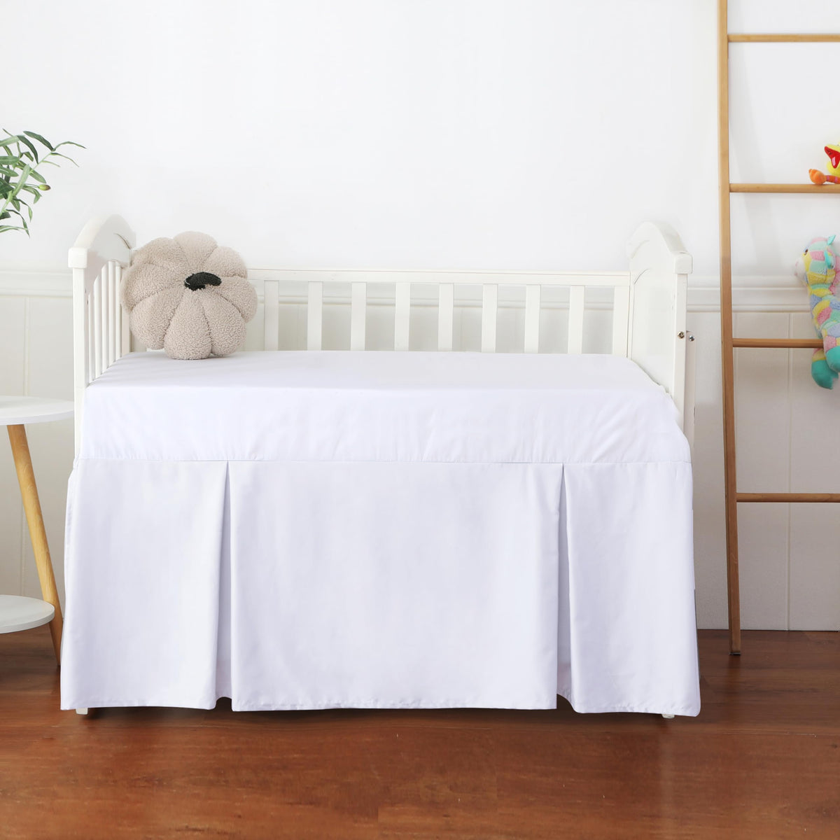 Shunjie.Home crib skirt 52x28 fits standard cribs and hides under-bed storage.
