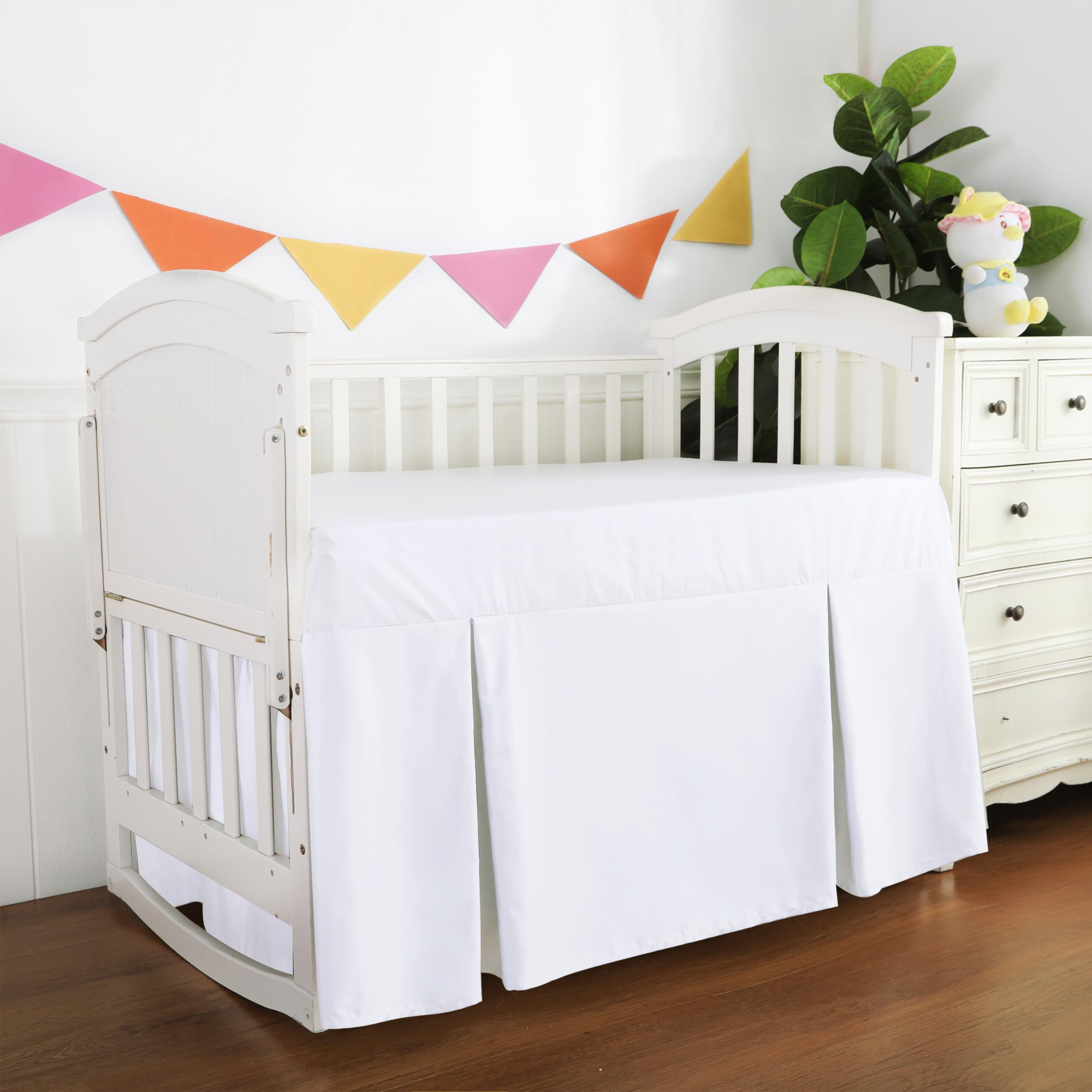 Shunjie.Home crib skirt around-crib four openings enables quick setup.