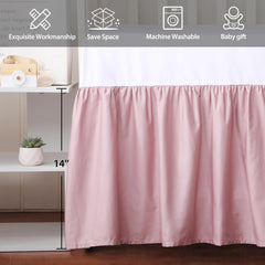 Shunjie.Home pink crib skirt shows breathable, soft Egyptian cotton for baby comfort.