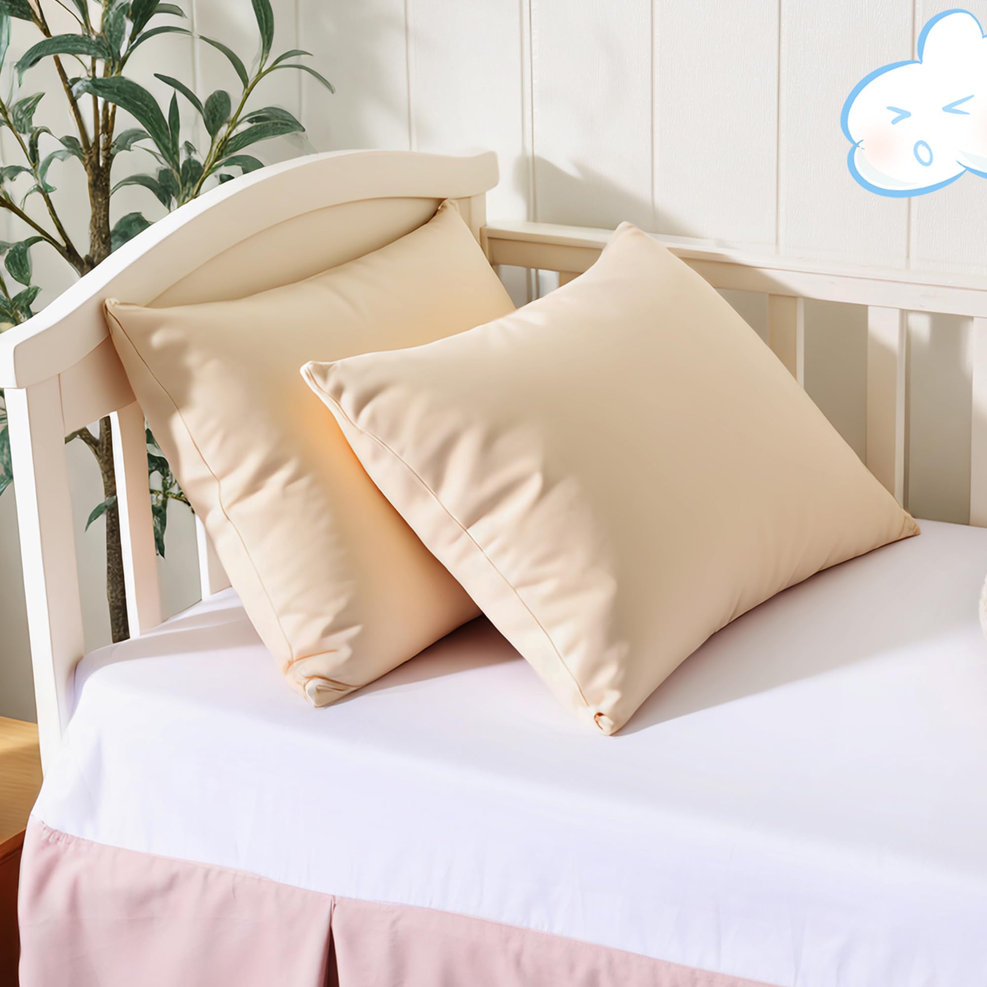 Shunjie.Home toddler pillow protector close-up shows soft sateen weave for gentle sleep