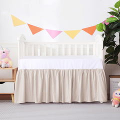 Shunjie.Home crib skirt ivory dust ruffle enhances nursery decor