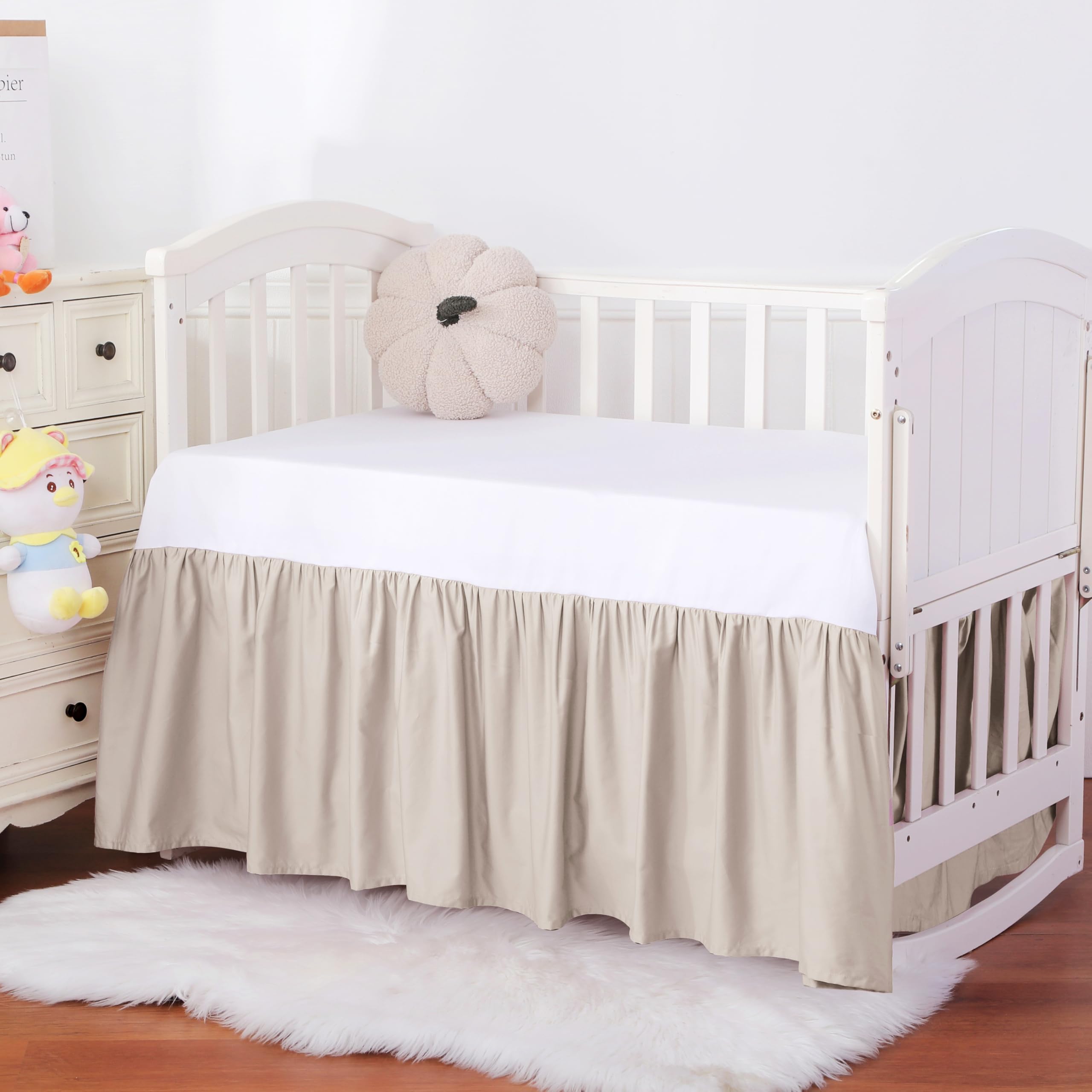 Shunjie.Home ivory crib skirt draped for a soft visual appeal