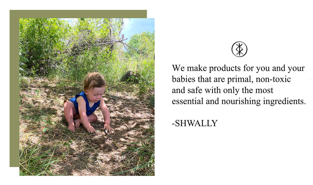 Shwally Primal balm texture on fingertip shows rich moisture for dry skin
