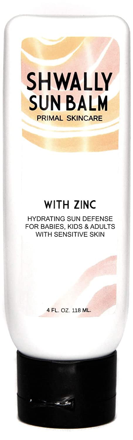 Shwally Zinc Avocado SunBalm jar closeup shows creamy texture for daily sun protection.