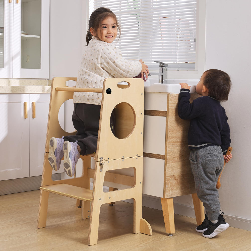 SHWWQUE toddler tower includes clear, tool-free assembly instructions.
