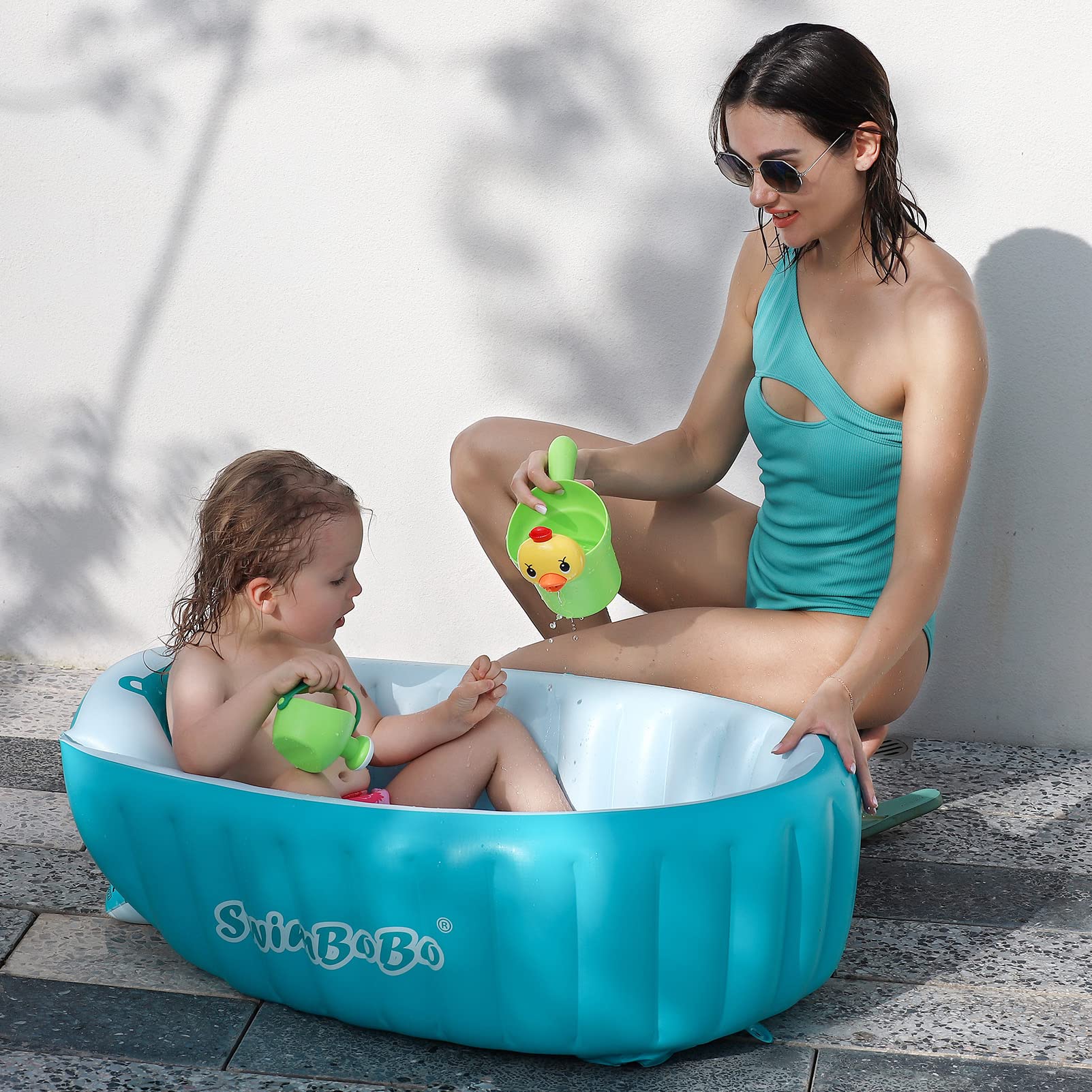 SHXKUAN blue tub storage-pump view highlights portable setup.