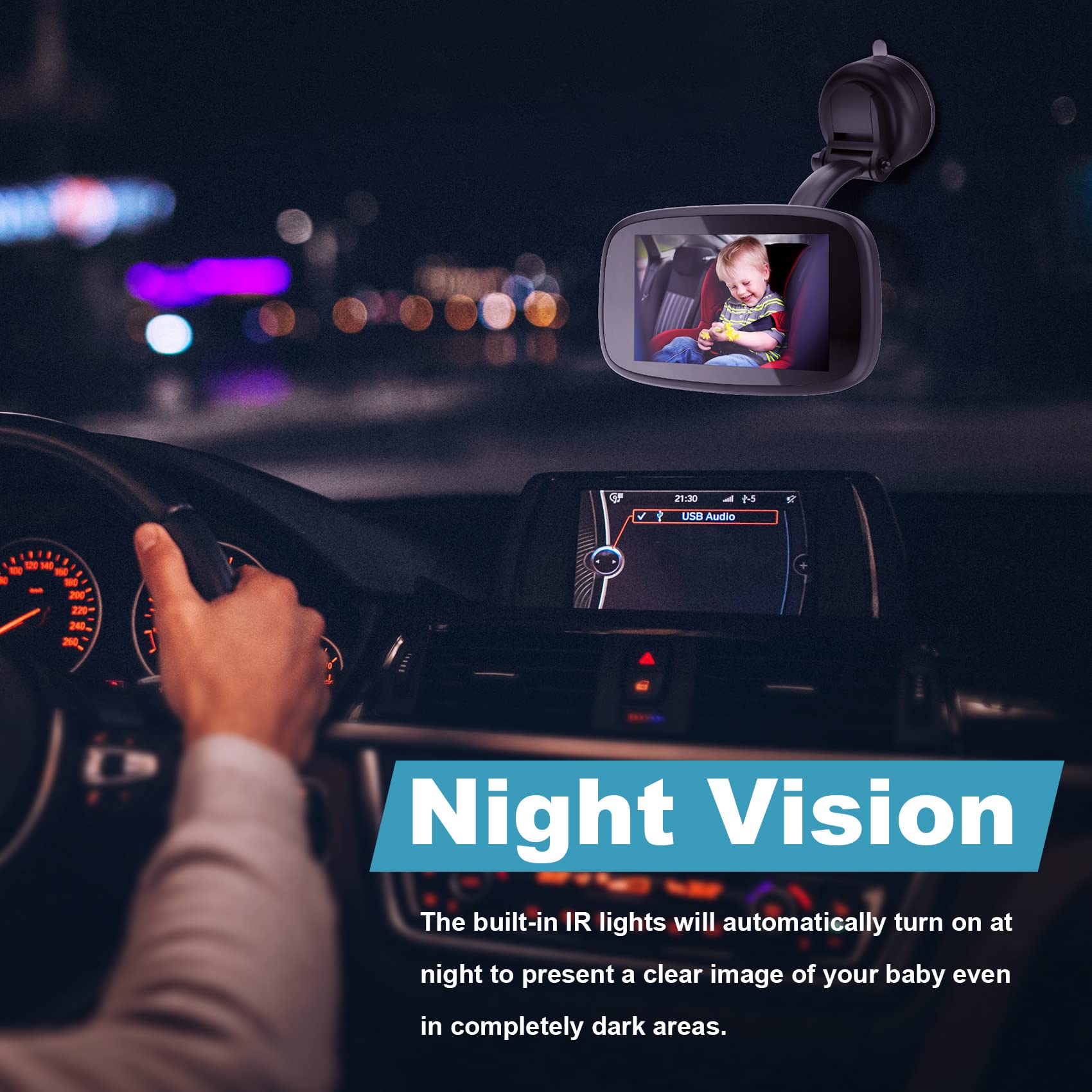 Shybaby reusable suction cup mount secures monitor on windshield