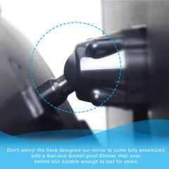 Shynerk mirror features crash-tested, durable construction for safety.