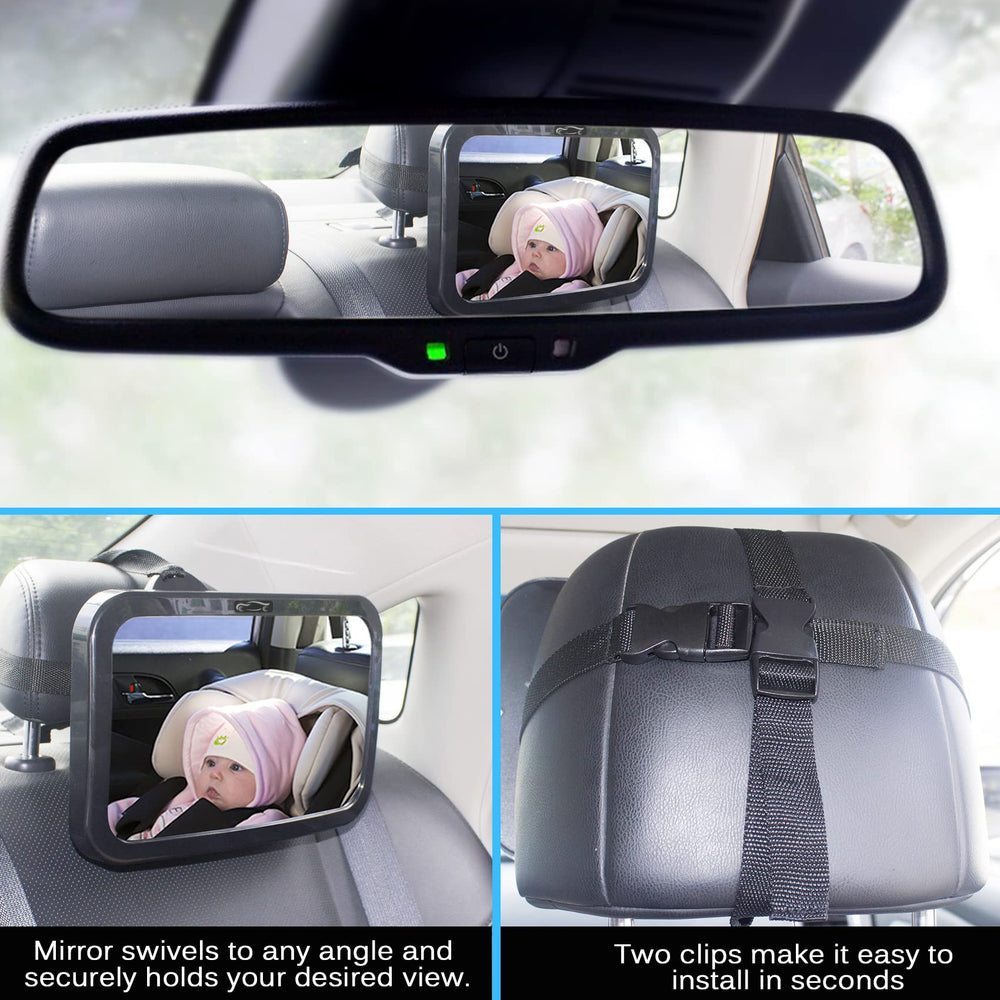 Shynerk mirror fits back seat setups across most car models.
