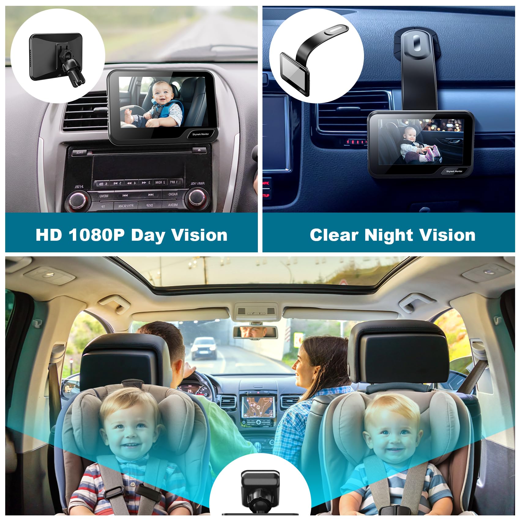 Shynerk Monitor 1080P night vision for clear baby view at night