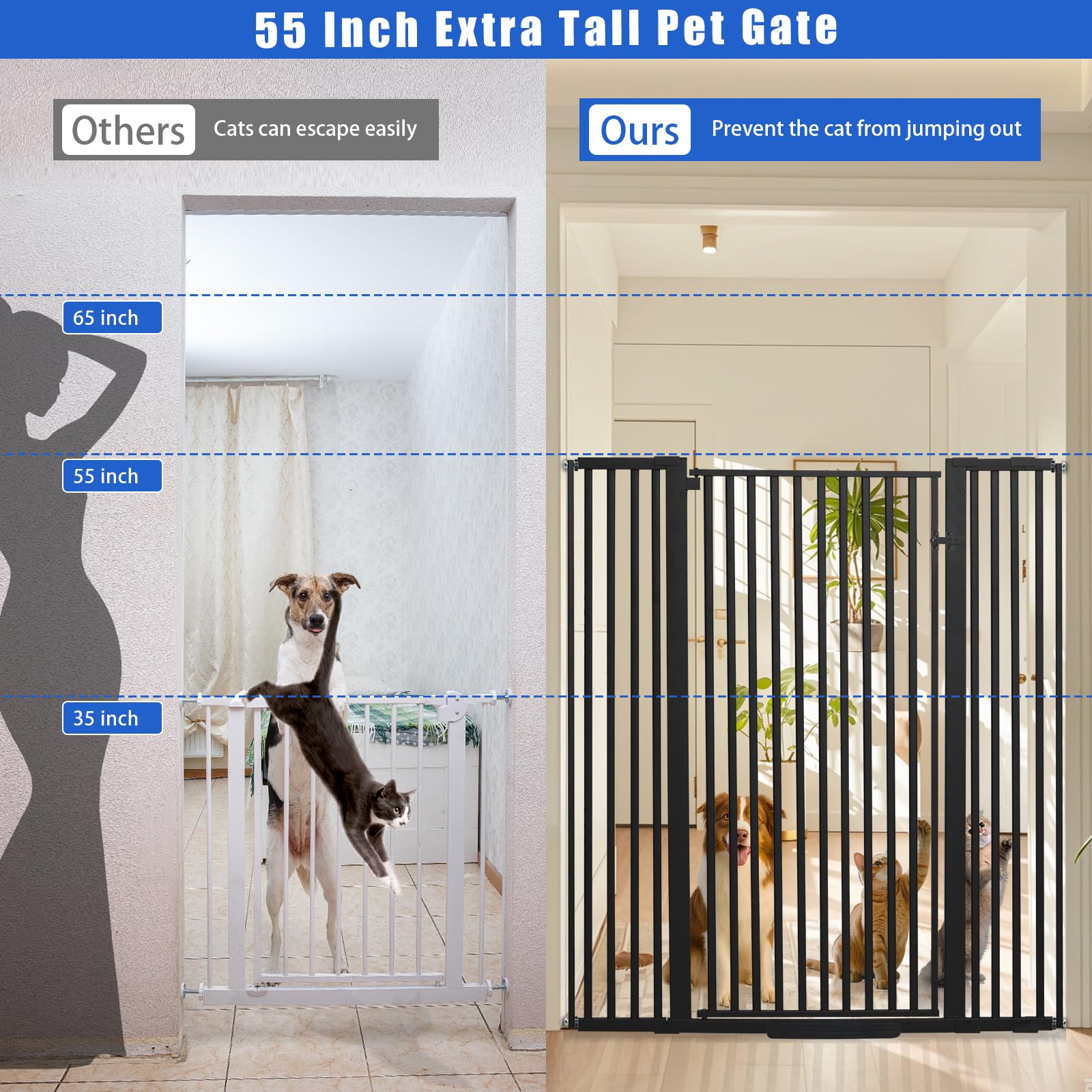 SHYUJAJIE adjustable-width gate with extensions enables customizable openings for doorways.