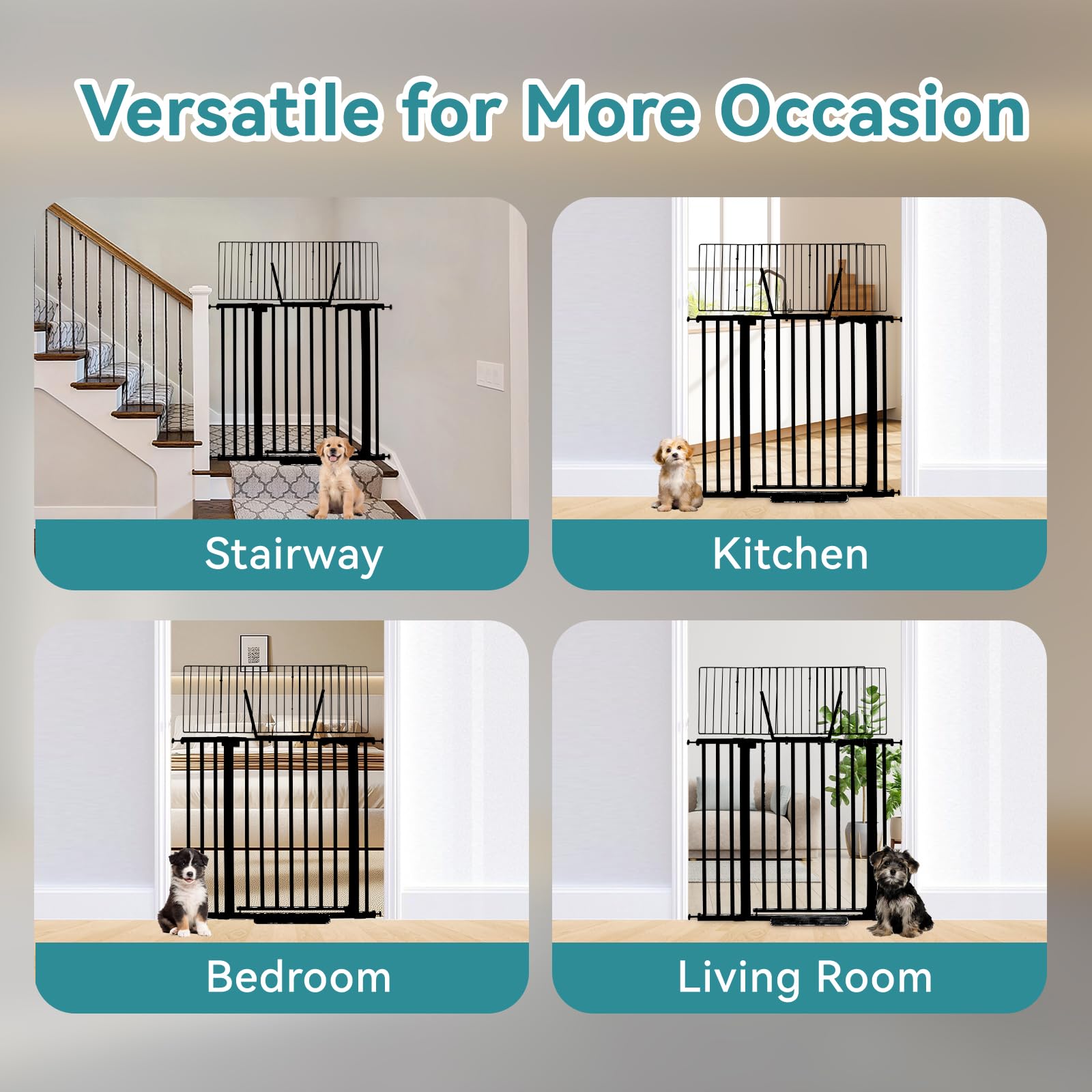 SHYUJAJIE black pet gate complements modern home décor