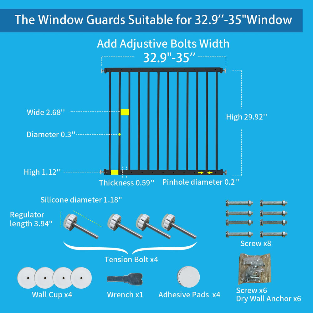 SHYUJAJIE window guard gap-2-68-inch shows no fall-through for added security.