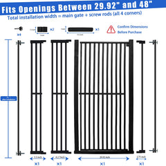SHYUJAJIE gate extensions enable custom width from 29.92 to 48 inches for openings.