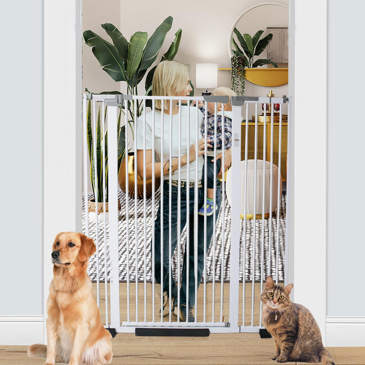 SHYUJAJIE 51-18-inch extra tall pet gate blocks tall cats in doorways