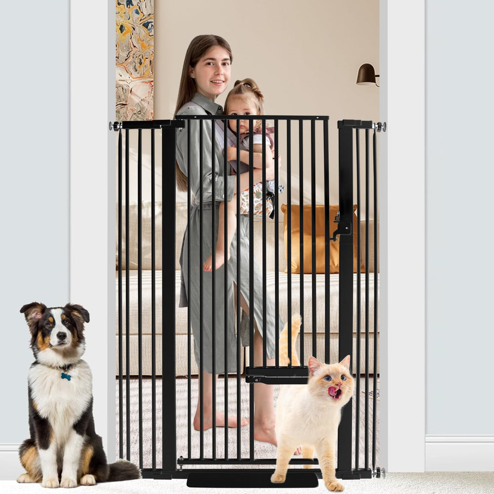 SHYUJAJIE 55inch extra tall cat gate front view helps keep pets secure