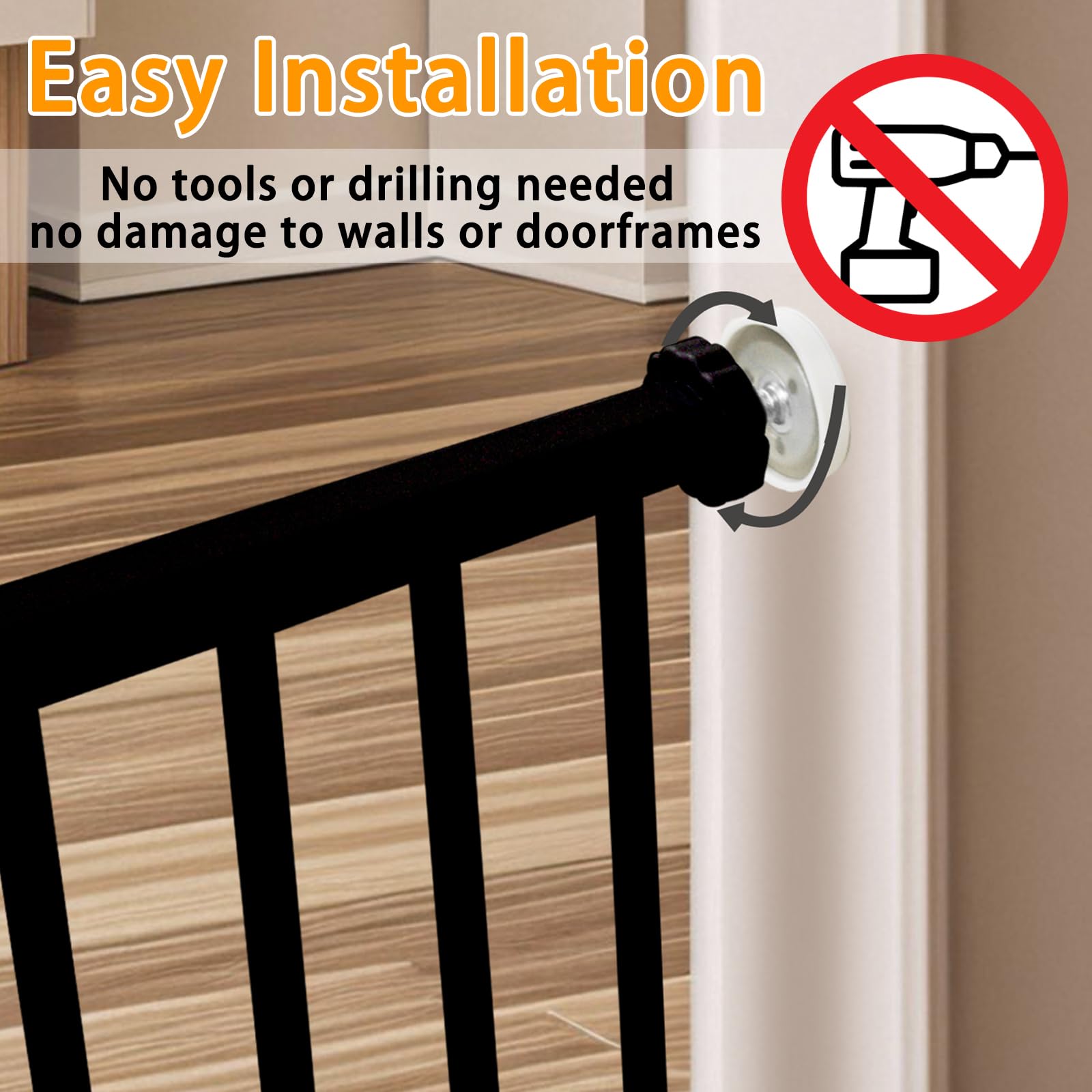 SHYUJAJIE dog gate pressure-mounted to walls protects stairs and furniture with reliable barrier.