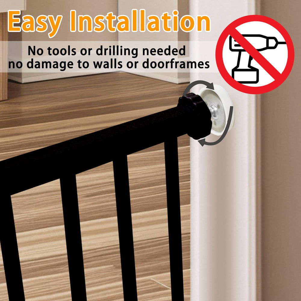 SHYUJAJIE dog gate pressure-mounted to walls protects stairs and furniture with reliable barrier.